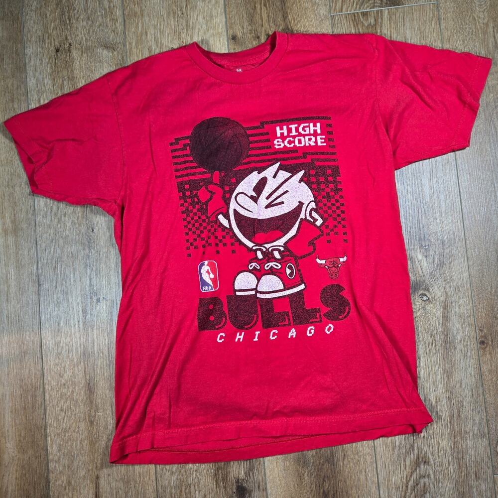 Chicago Bulls Pac Man Shirt Mens L Junk Food NBA Retro Rockets Graphic Tee